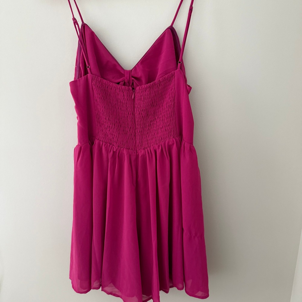 Petal and Pup Magenta Pink Bow Front Cutout Chiffon Romper‎ XL Smocked Back - Picture 4 of 7